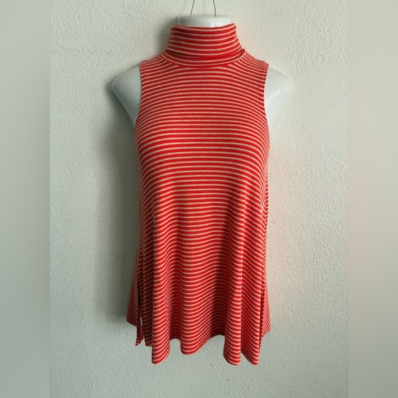 Puella Orange Striped Turtleneck Swing Top Sleeveless Tunic S - Picture 5 of 14